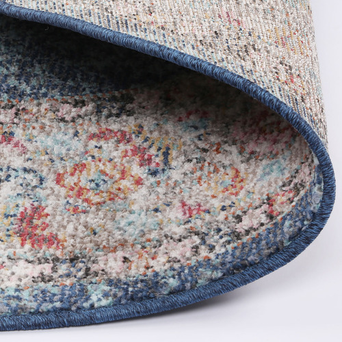 Blue Blaese Power Loomed Round Rug