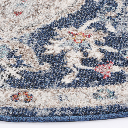 Blue Shakeel Power Loomed Round Rug