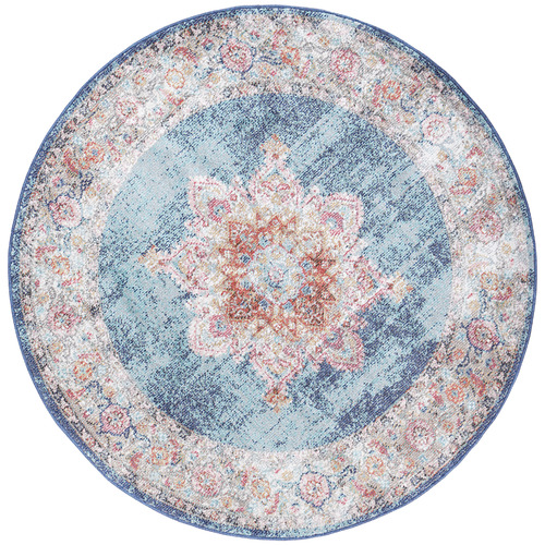 Blue Blaese Power Loomed Round Rug