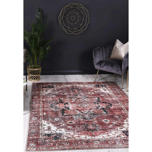 Terracotta Vintage Cezanne Power-Loomed Cotton Rug
