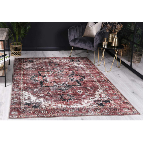 Terracotta Vintage Cezanne Power-Loomed Cotton Rug