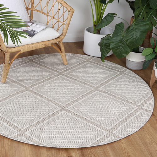 Lelepa Kenilorea Flat Weave Round Indoor/Outdoor Rug Temple & ster