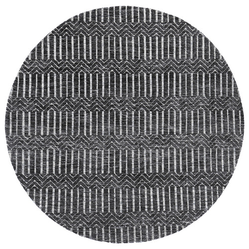 Charcoal & Beige Amritsar II Hand-Tufted Round Rug