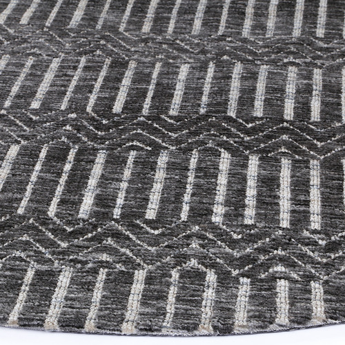 Charcoal & Beige Amritsar II Hand-Tufted Round Rug