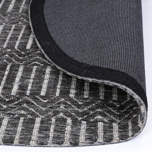 Charcoal & Beige Amritsar II Hand-Tufted Round Rug