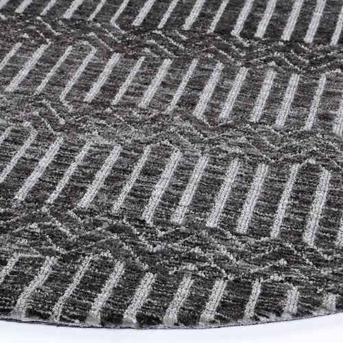 Grey Amritsar II Hand-Tufted Round Cotton-Blend Rug