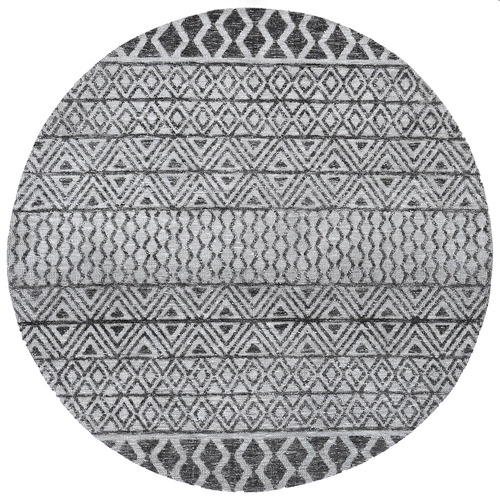 Grey Amritsar IV Hand-Tufted Round Cotton-Blend Rug