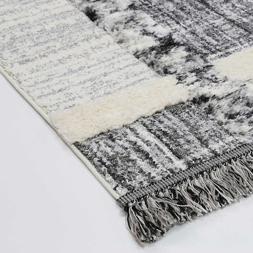 Cream Mono Tribal Modern Anthracite Rug