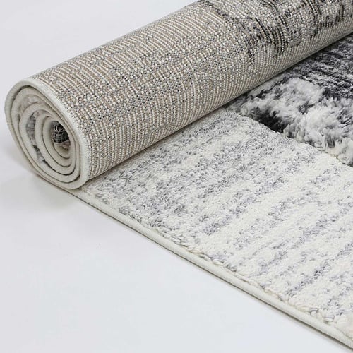 Cream Mono Tribal Modern Anthracite Rug