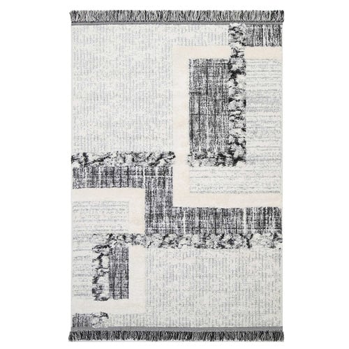 Cream Mono Tribal Modern Anthracite Rug