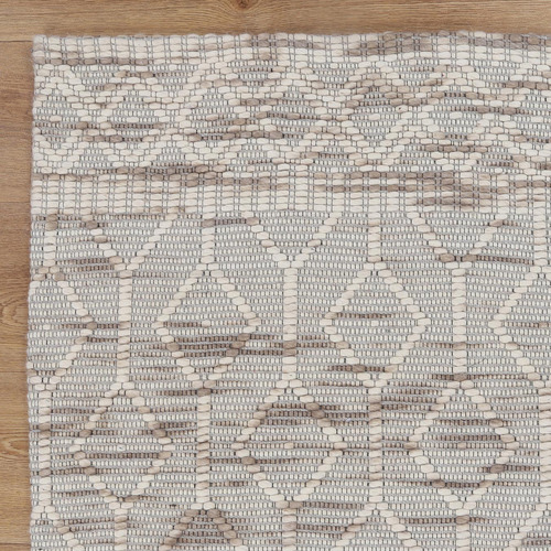 Beige Avoca Lattice Wool Rug