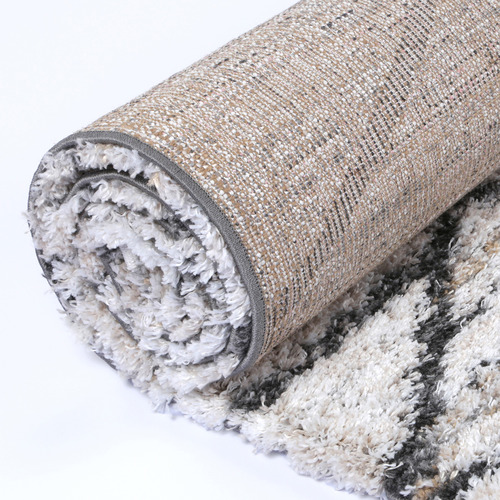 Beige Ana Shaggy Argyle Rug