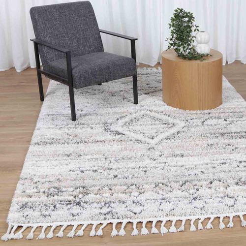 Beige Ana Shaggy Aztec Rug