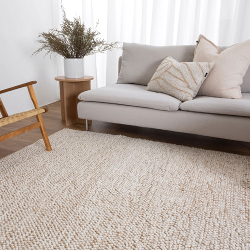 Cream Timothee Hand-Woven Wool-Blend Rug