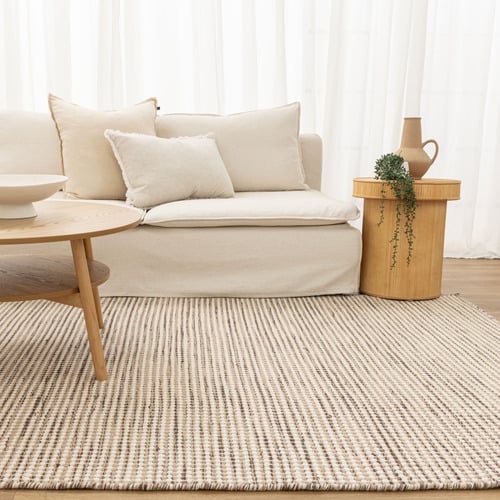 Lifestyle Floors Sand Skandi Hand-Woven Wool-Blend Rug | Temple & Webster