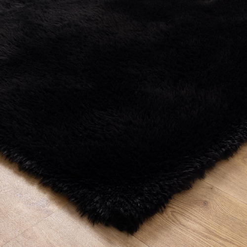 Black Lewin Machine Washable Rug