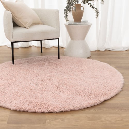 Blush Lewin Machine Washable Round Rug