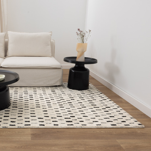 Black & Cream Bass Squares Rug
