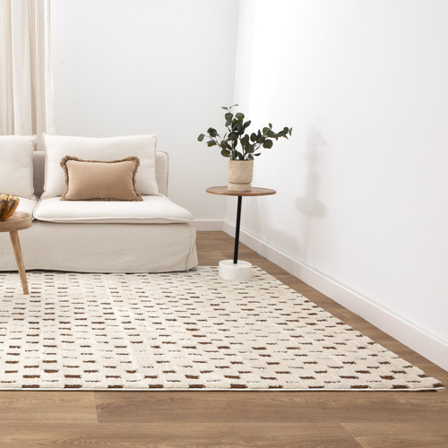 Brown & Cream Bass Squares Rug