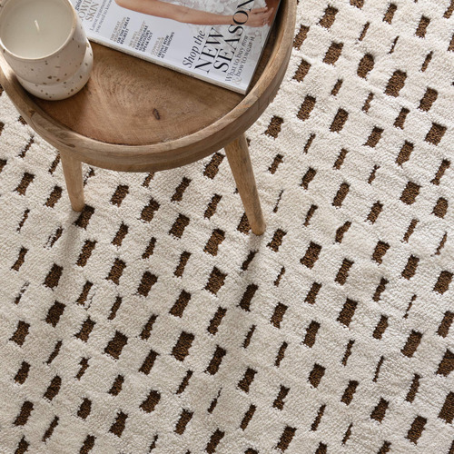 Brown & Cream Bass Squares Rug