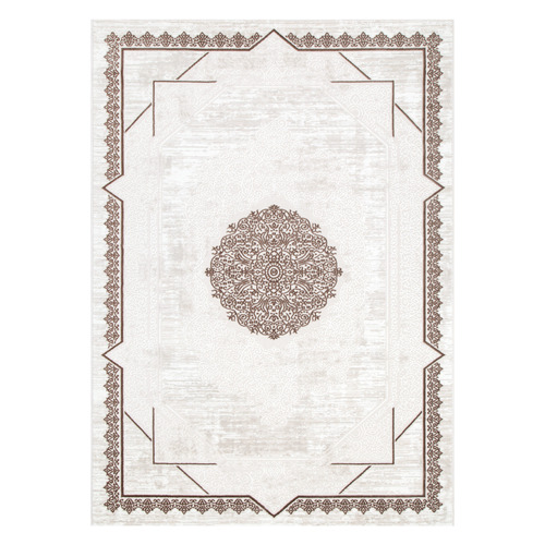 Cream Brown Lori Medallion Rug