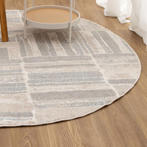Natural Drustan Power-Loomed Round Rug