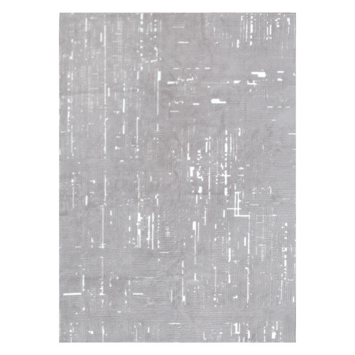 Grey & White Velour Machine Washable Rug