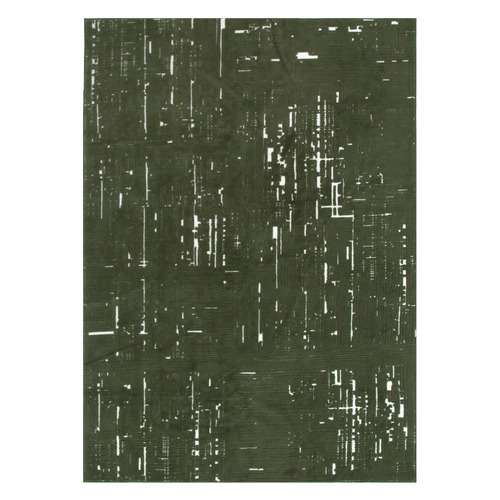 Green & White Velour Machine Washable Rug