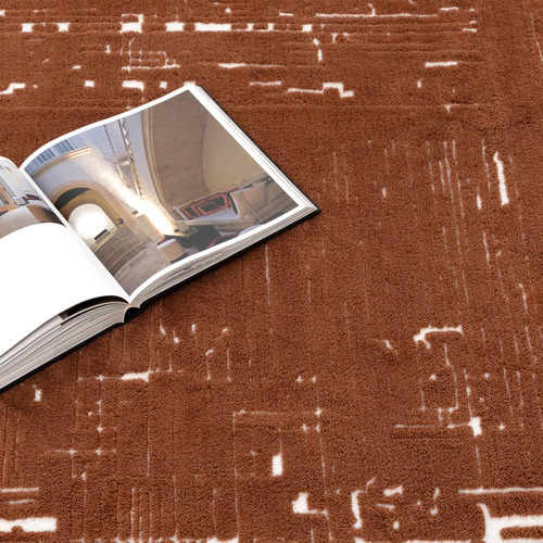 Rust & White Velour Machine Washable Rug