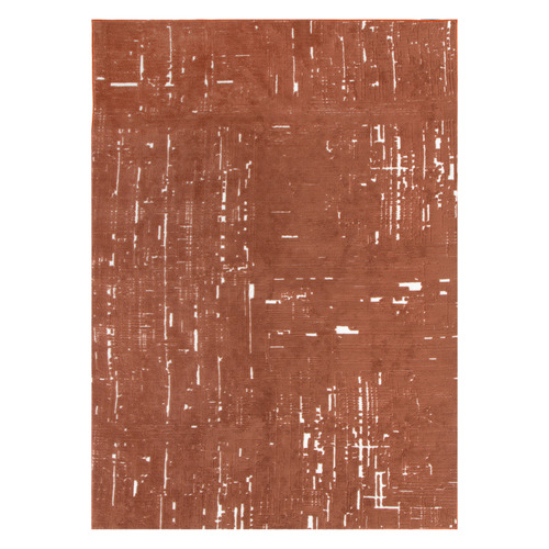 Rust & White Velour Machine Washable Rug