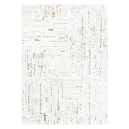 White & Beige Velour Machine Washable Rug