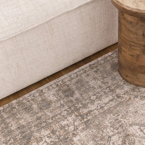 Cream & Olive Britney Power-Loomed Rug