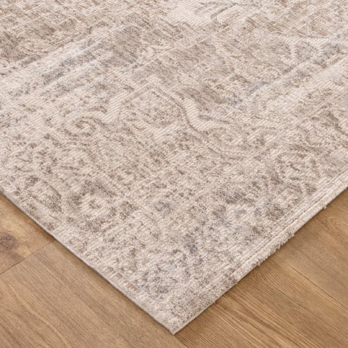 Beige & Blue Yza Power-Loomed Rug