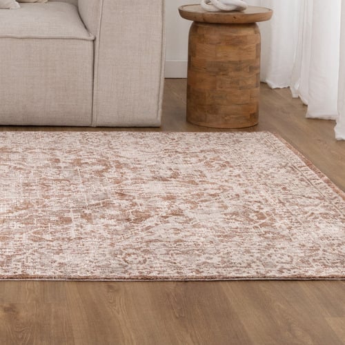 Beige & Rust Omar Distressed Medallion Rug
