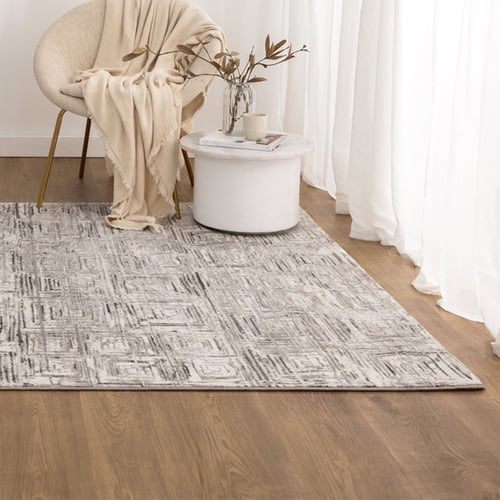 Grey Distressed Squares Atina Rug