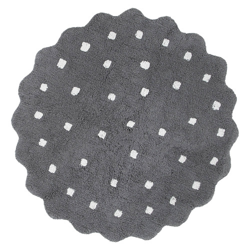 Grey Scalloped Mellow Round Rug
