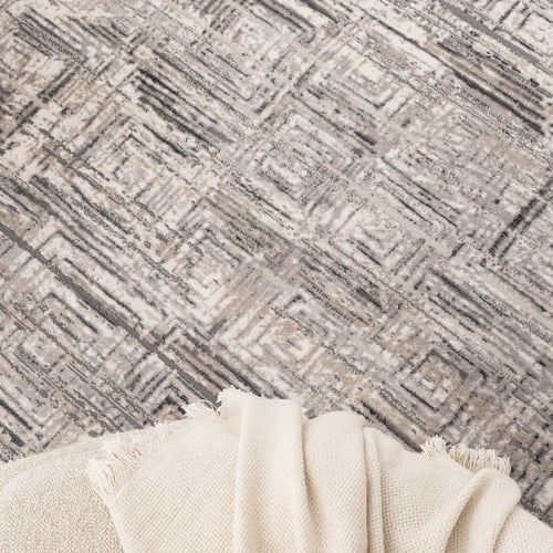Grey Distressed Squares Atina Rug