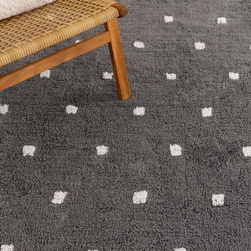 Grey Scalloped Mellow Round Rug