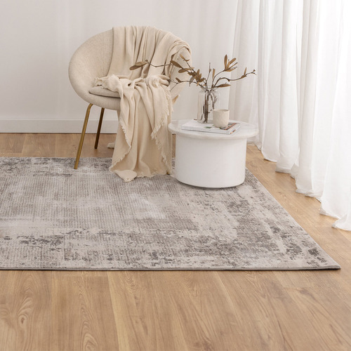 Beige Grey Distressed Border Atina Rug
