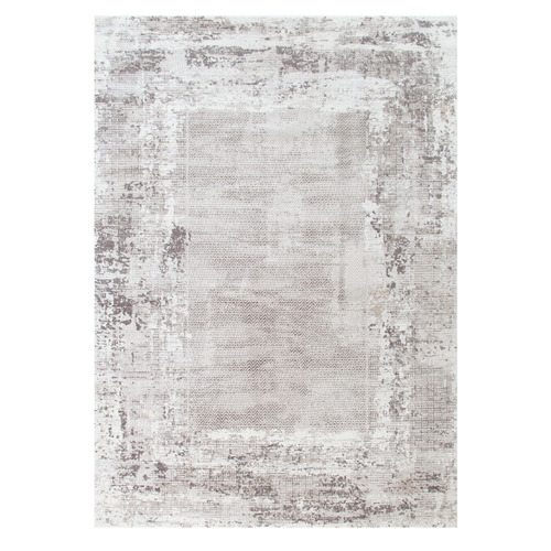 Beige Grey Distressed Border Atina Rug
