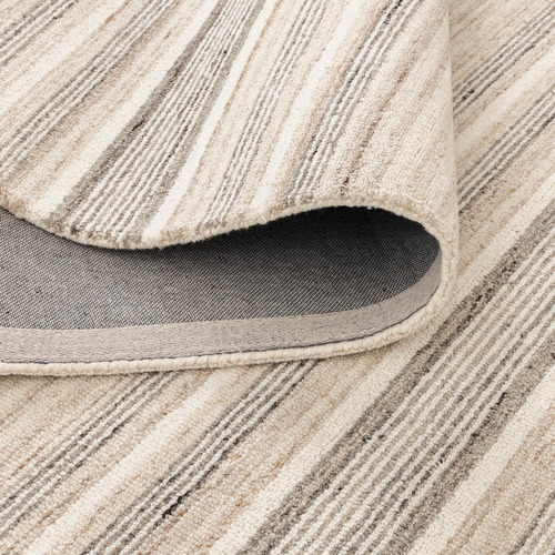 Beige Grey Multi-Stripe Praia Hand-Tufted Wool Rug