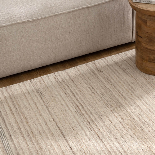 Beige Grey Multi-Stripe Praia Hand-Tufted Wool Rug