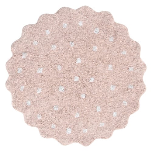 Blush Pink Scalloped Mellow Round Rug