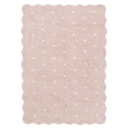 Blush Pink Scalloped Mellow Rectangular Rug