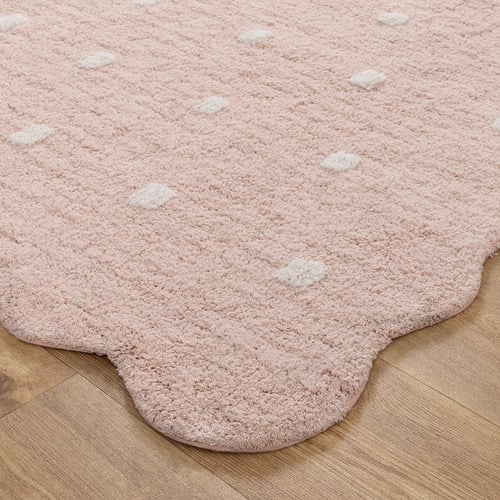 Blush Pink Scalloped Mellow Rectangular Rug