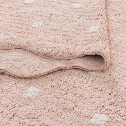 Blush Pink Scalloped Mellow Rectangular Rug