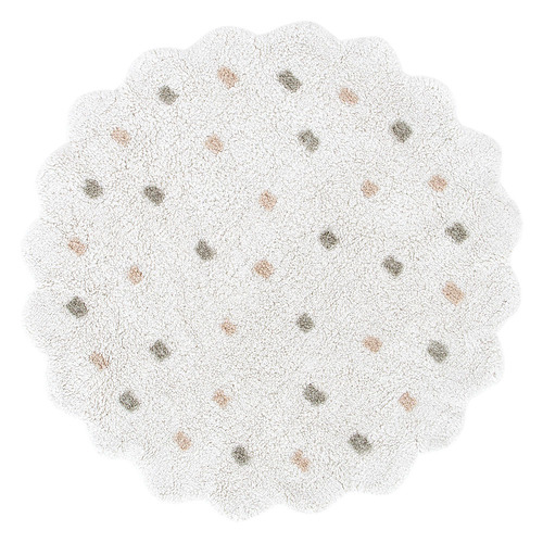 White Scalloped Mellow Round Rug