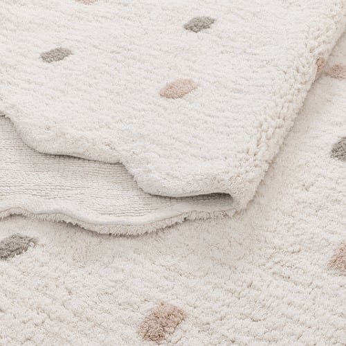 White Scalloped Mellow Round Rug