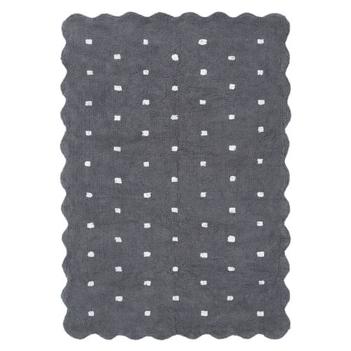 Grey Scalloped Mellow Rectangular Rug