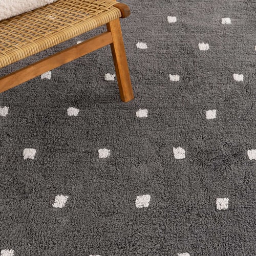 Grey Scalloped Mellow Rectangular Rug